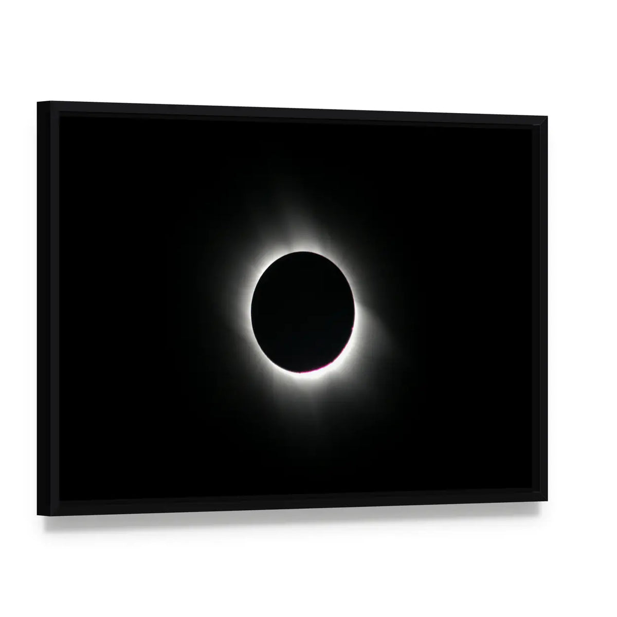 Total Solar Eclipse In Cappadocia Turkey Canvas Wall Art, framed canvas in a black floater frame, angled product view