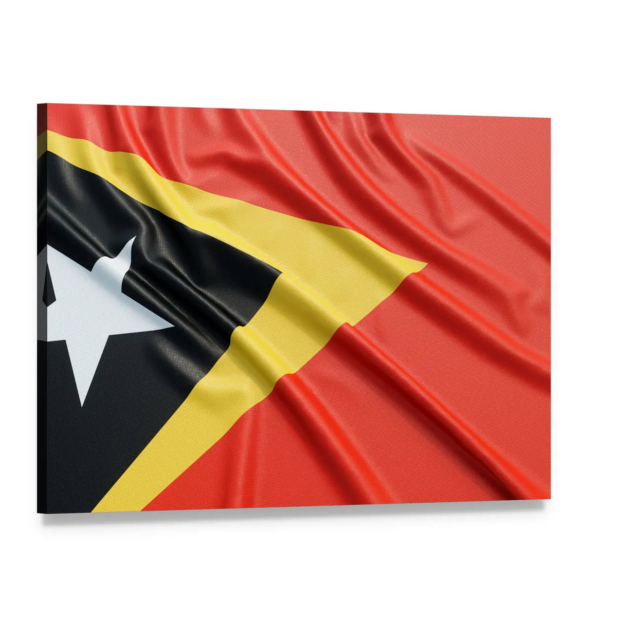 Waving East Timor Flag Canvas Wall Art, single panel gallery wrapped canvas, angled product view