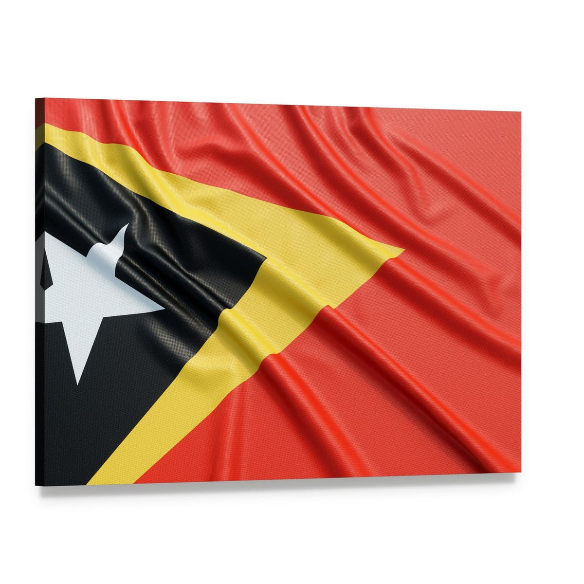 Waving East Timor Flag Canvas Wall Art, single panel gallery wrapped canvas, angled product view