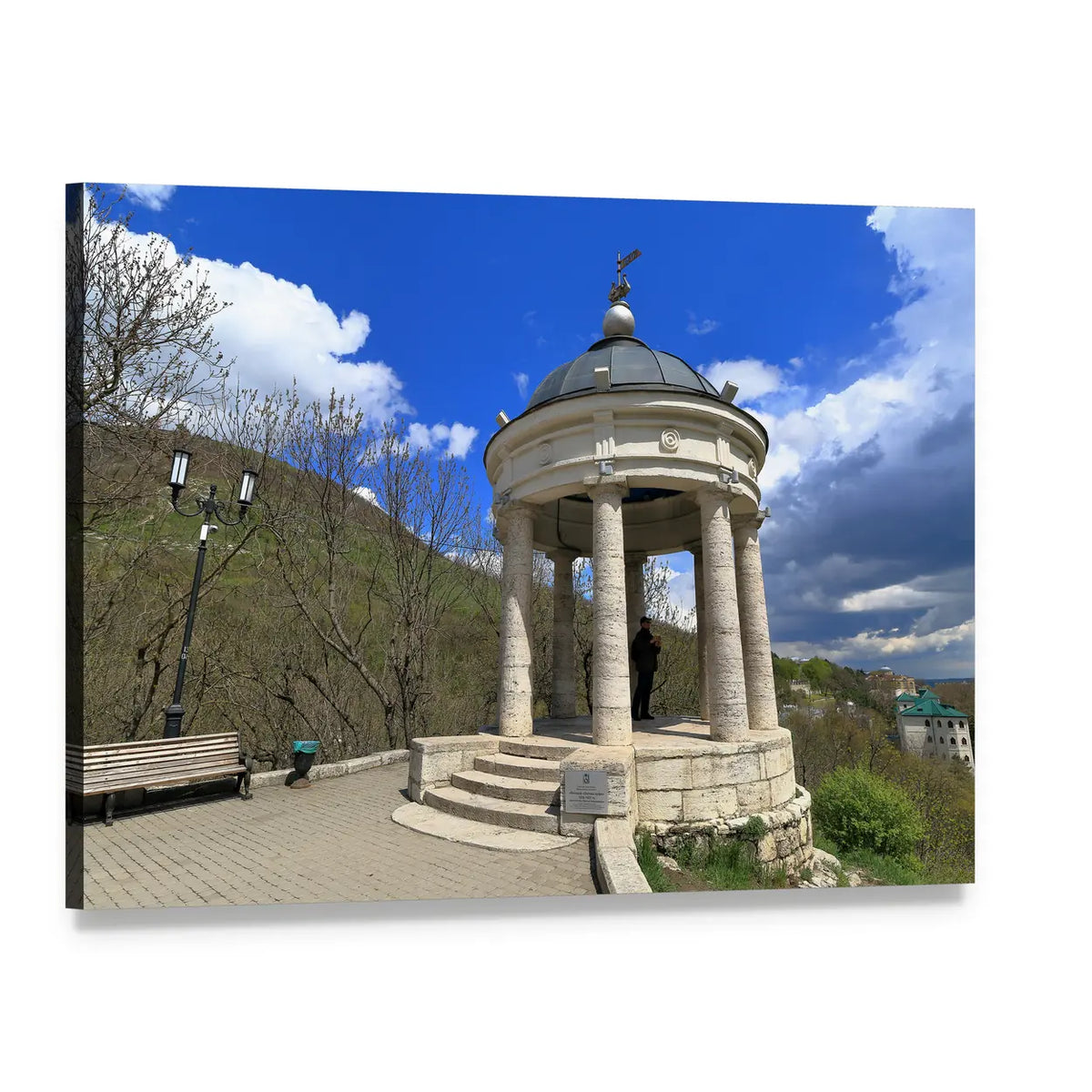 Classical Rotunda on Hillside Canvas Wall Art, single panel gallery wrapped canvas, angled product view