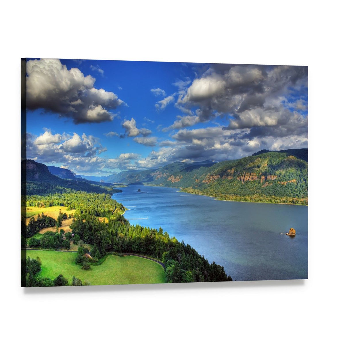 River Gorge Overlook Canvas Wall Art, single panel gallery wrapped canvas, angled product view