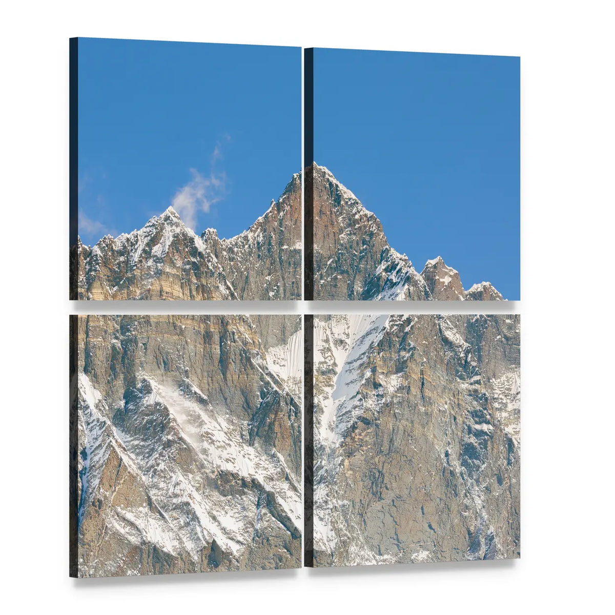 Lhotse Peak in Nepal Canvas Wall Art, 4 panel 4 Square layout gallery wrapped canvas set, angled product view