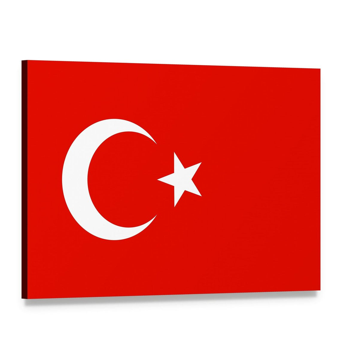 Turkish Flag with Crescent and Star Canvas Wall Art, single panel gallery wrapped canvas, angled product view