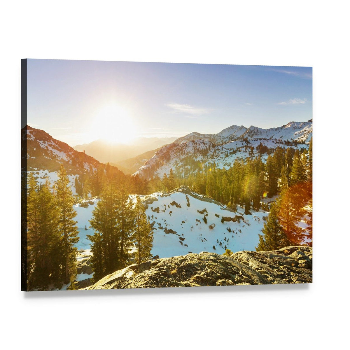 Sierra Nevada Mountain at Golden Hour Canvas Wall Art, single panel gallery wrapped canvas, angled product view