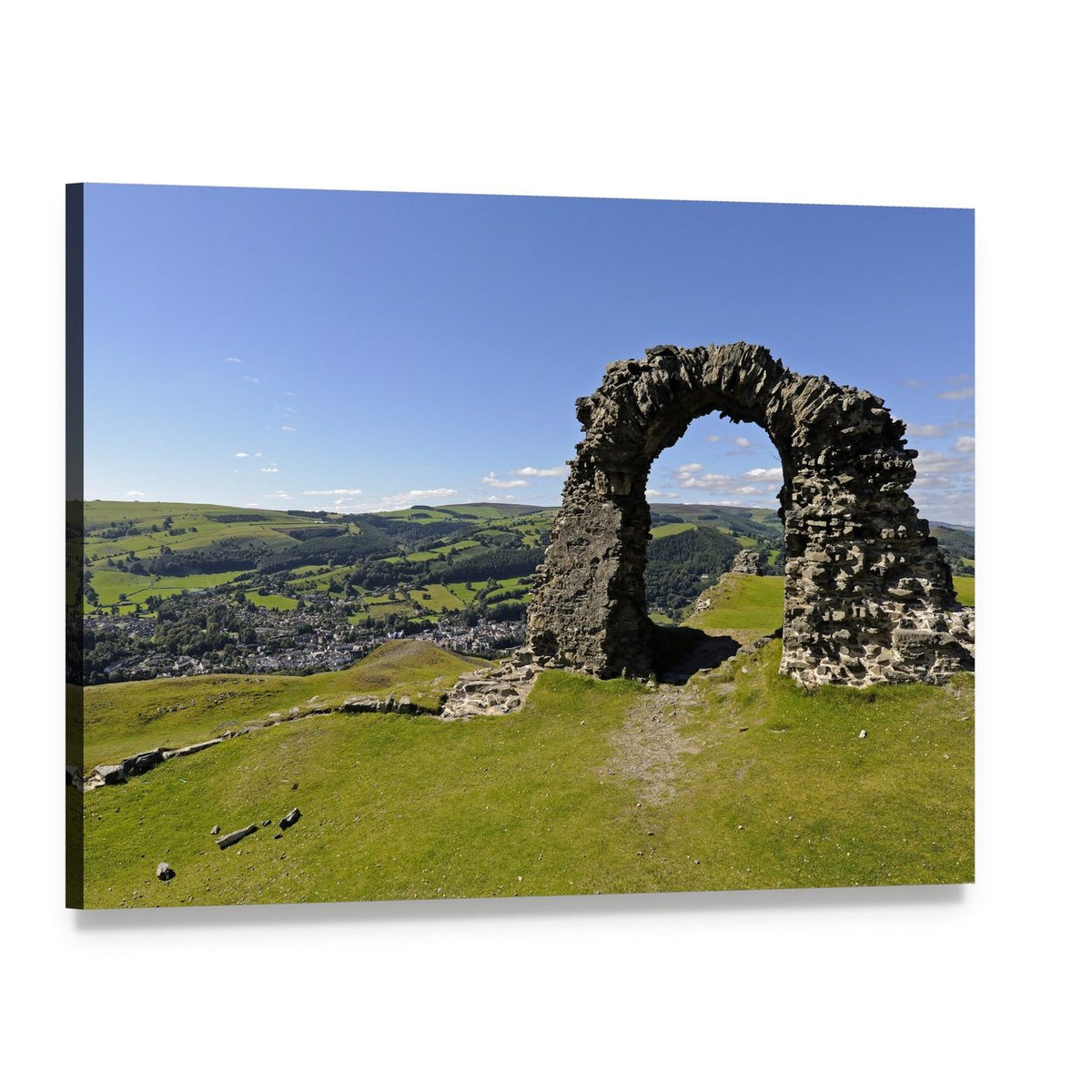 Castell Dinas Bran View Canvas Wall Art, single panel gallery wrapped canvas, angled product view
