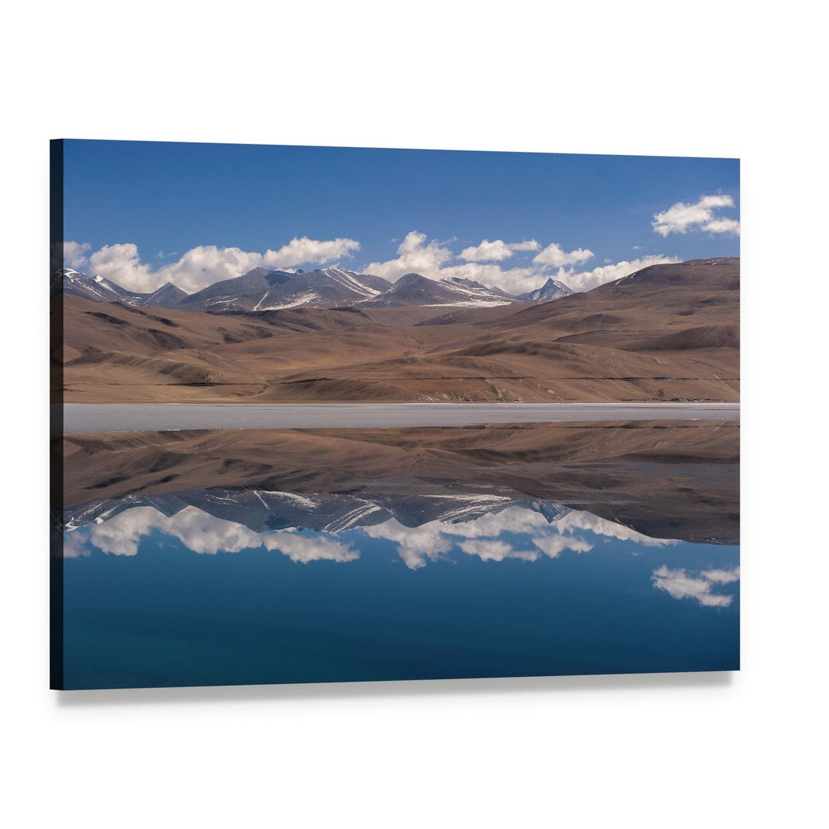 Tso Moriri Lake Reflection Canvas Wall Art, single panel gallery wrapped canvas, angled product view