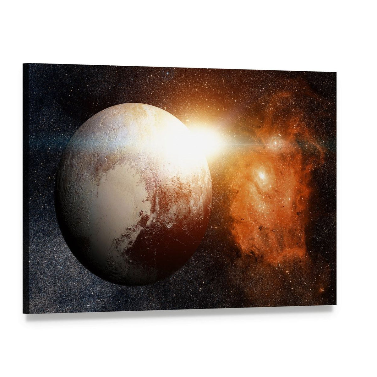 Planet Pluto Canvas Wall Art, single panel gallery wrapped canvas, angled product view