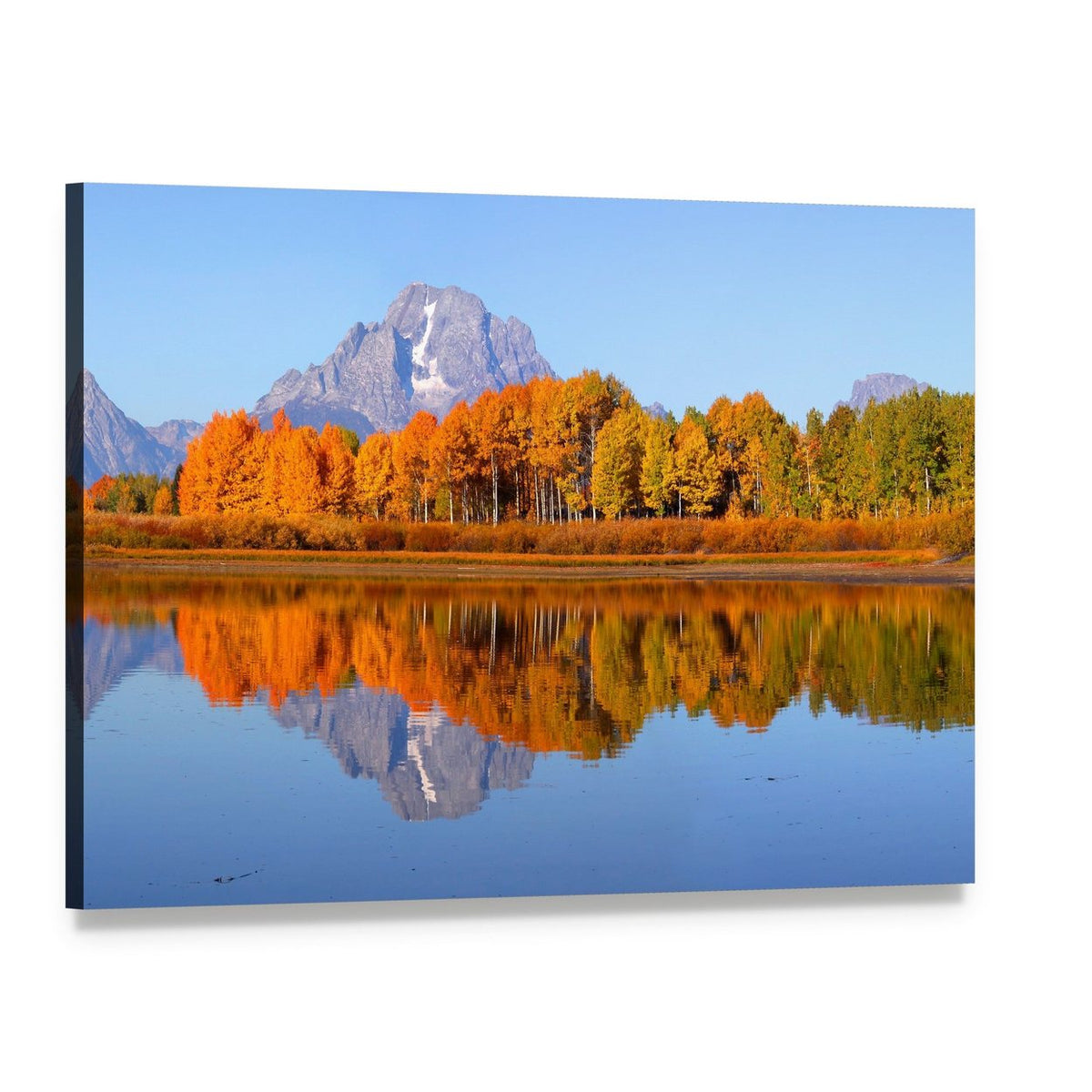 Oxbow Bend in Autumn Canvas Wall Art, single panel gallery wrapped canvas, angled product view