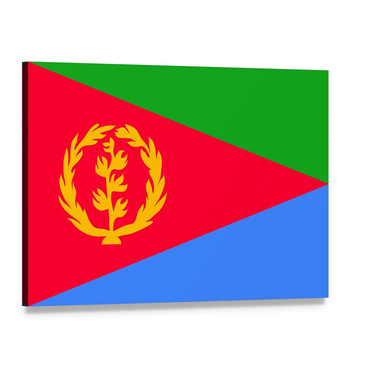 Eritrea Flag with Olive Branch Wreath Canvas Wall Art, single panel gallery wrapped canvas, angled product view