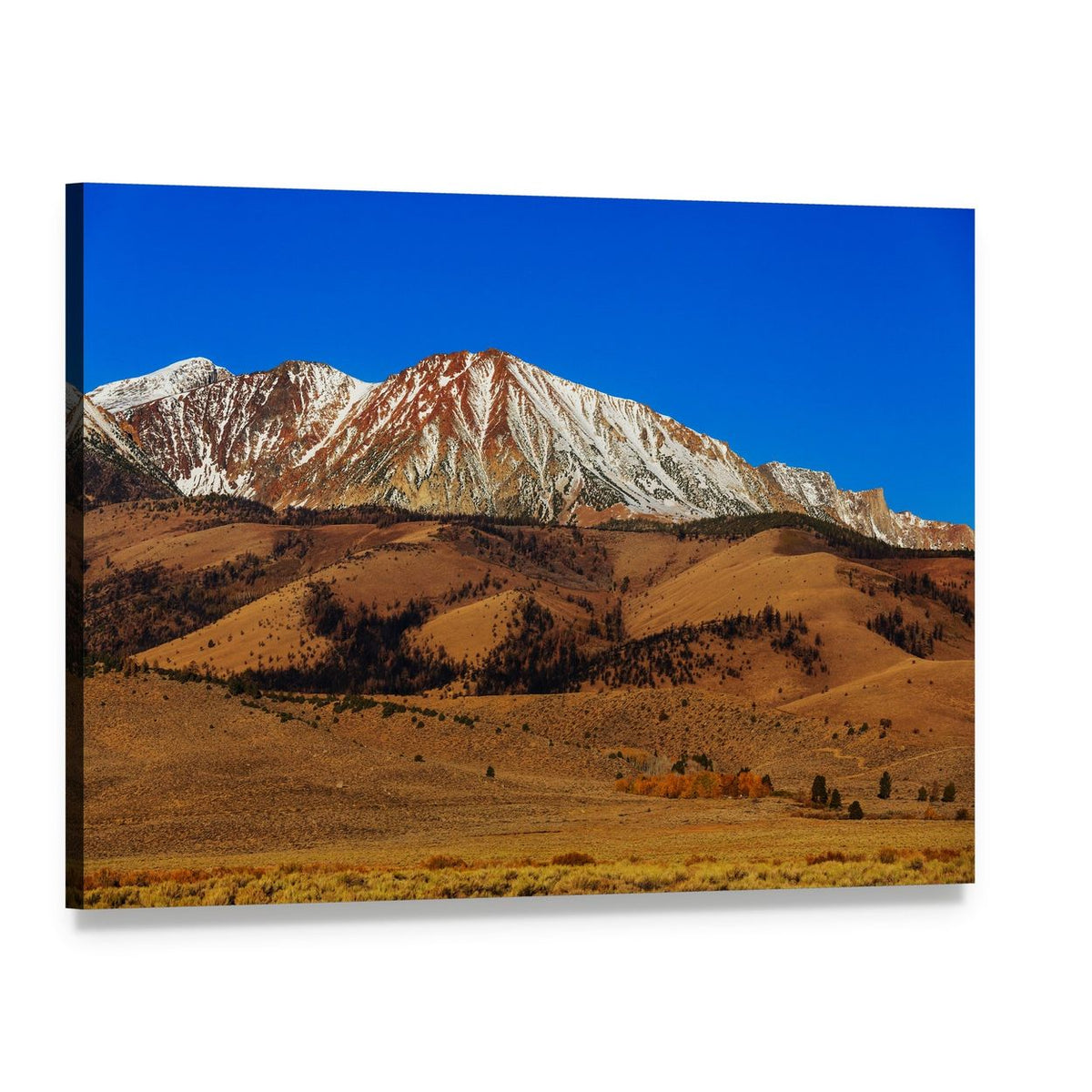 Sierra Nevada Mountain Range in Autumn Canvas Wall Art, single panel gallery wrapped canvas, angled product view
