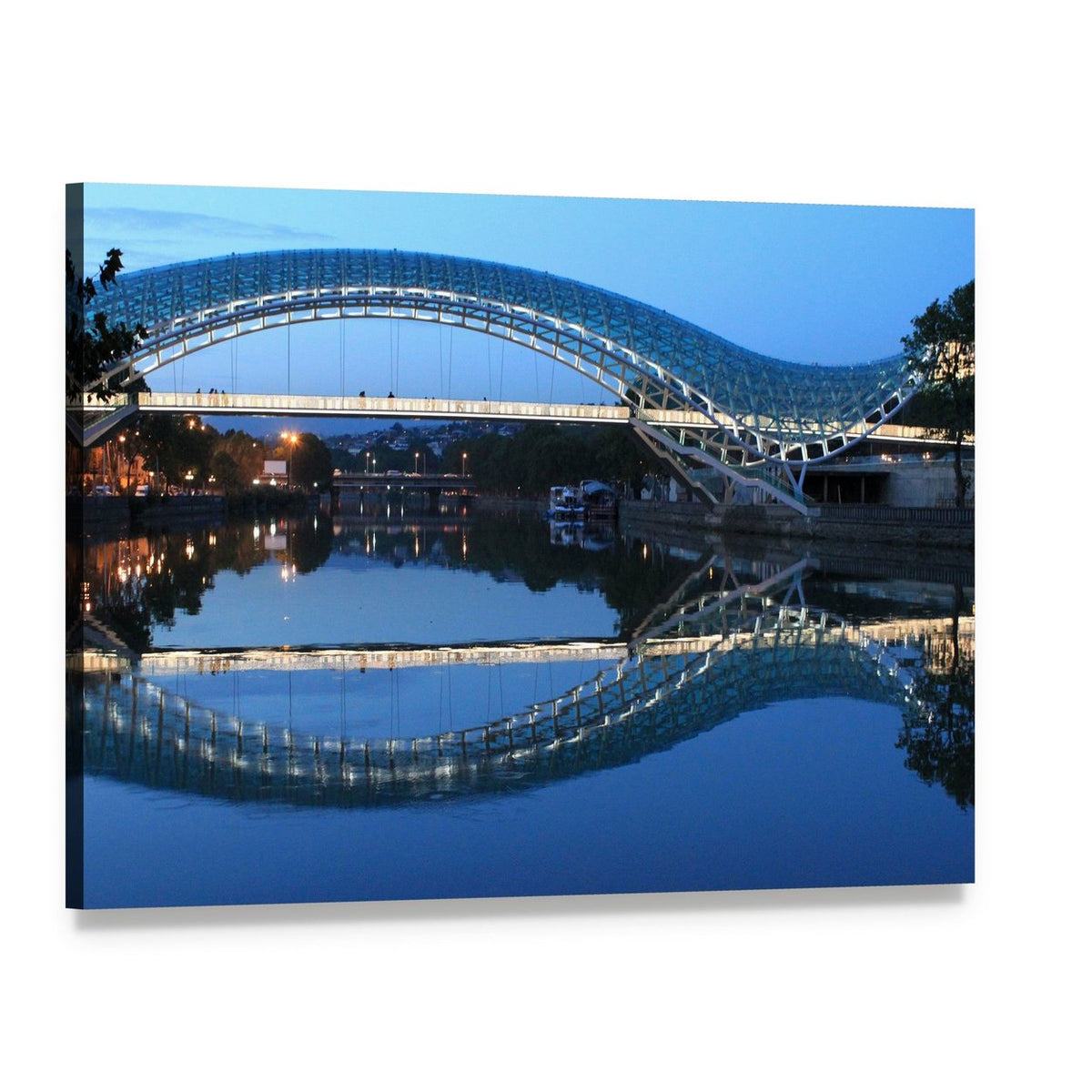 Modern Bridge in Tbilisi Canvas Wall Art, single panel gallery wrapped canvas, angled product view