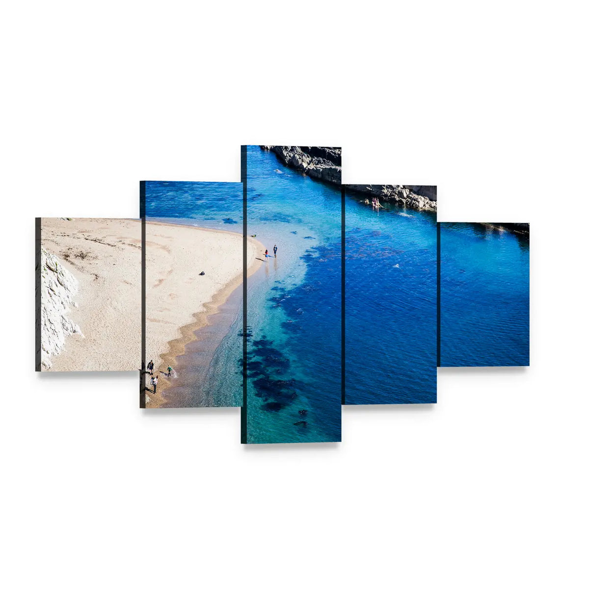 Jurassic Coast Dorset Beach Canvas Wall Art, 5 panel 5 Star layout gallery wrapped canvas set, angled product view
