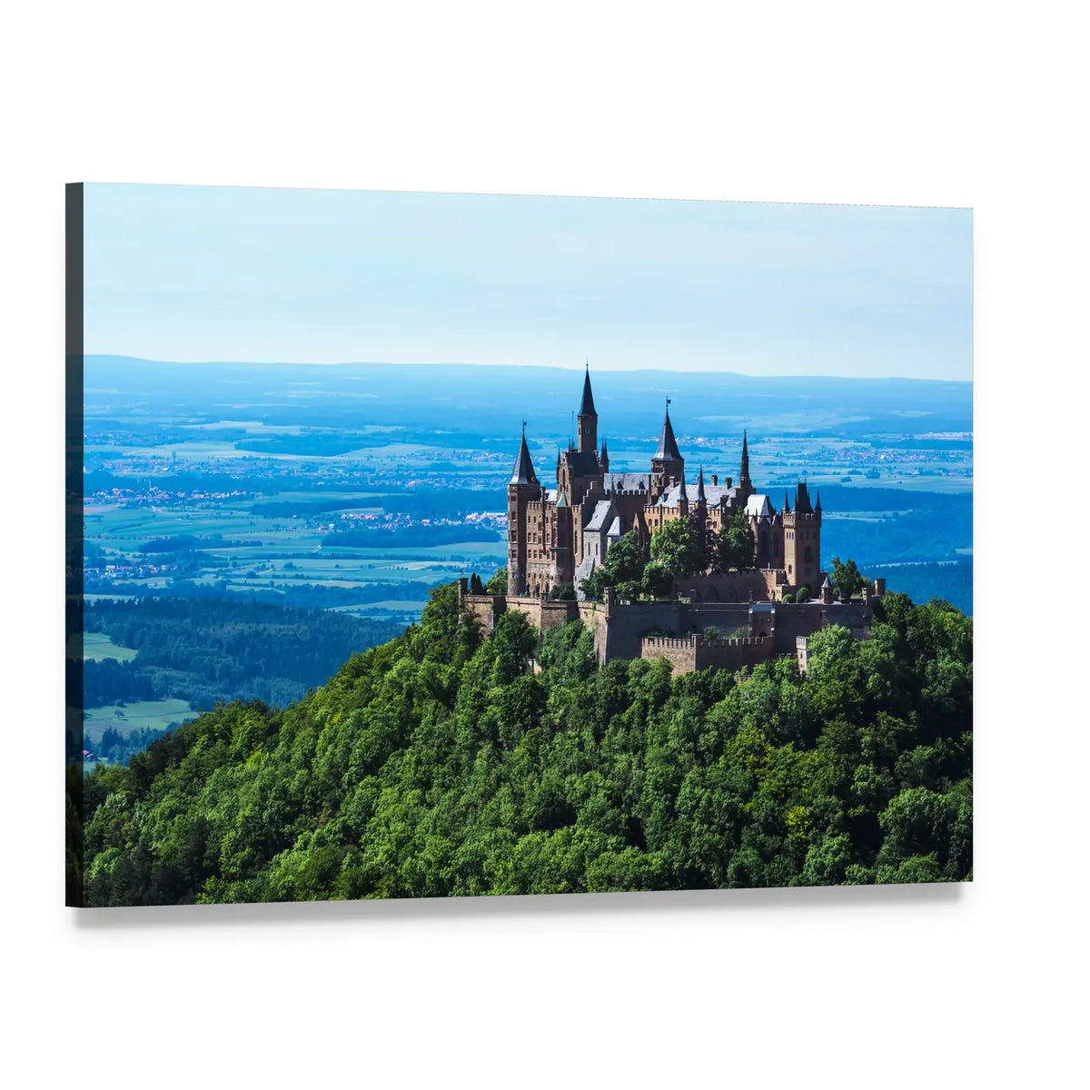 Hohenzollern Castle on Forested Hill Canvas Wall Art, single panel gallery wrapped canvas, angled product view