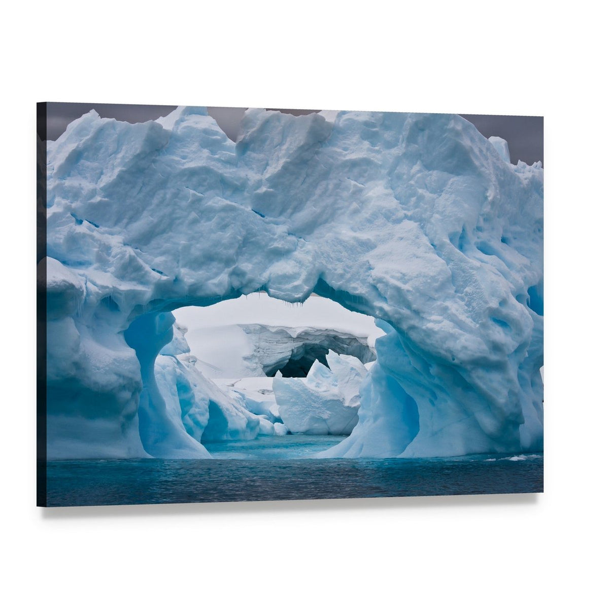Majestic Arctic Iceberg in Icy Blue Canvas Wall Art, single panel gallery wrapped canvas, angled product view