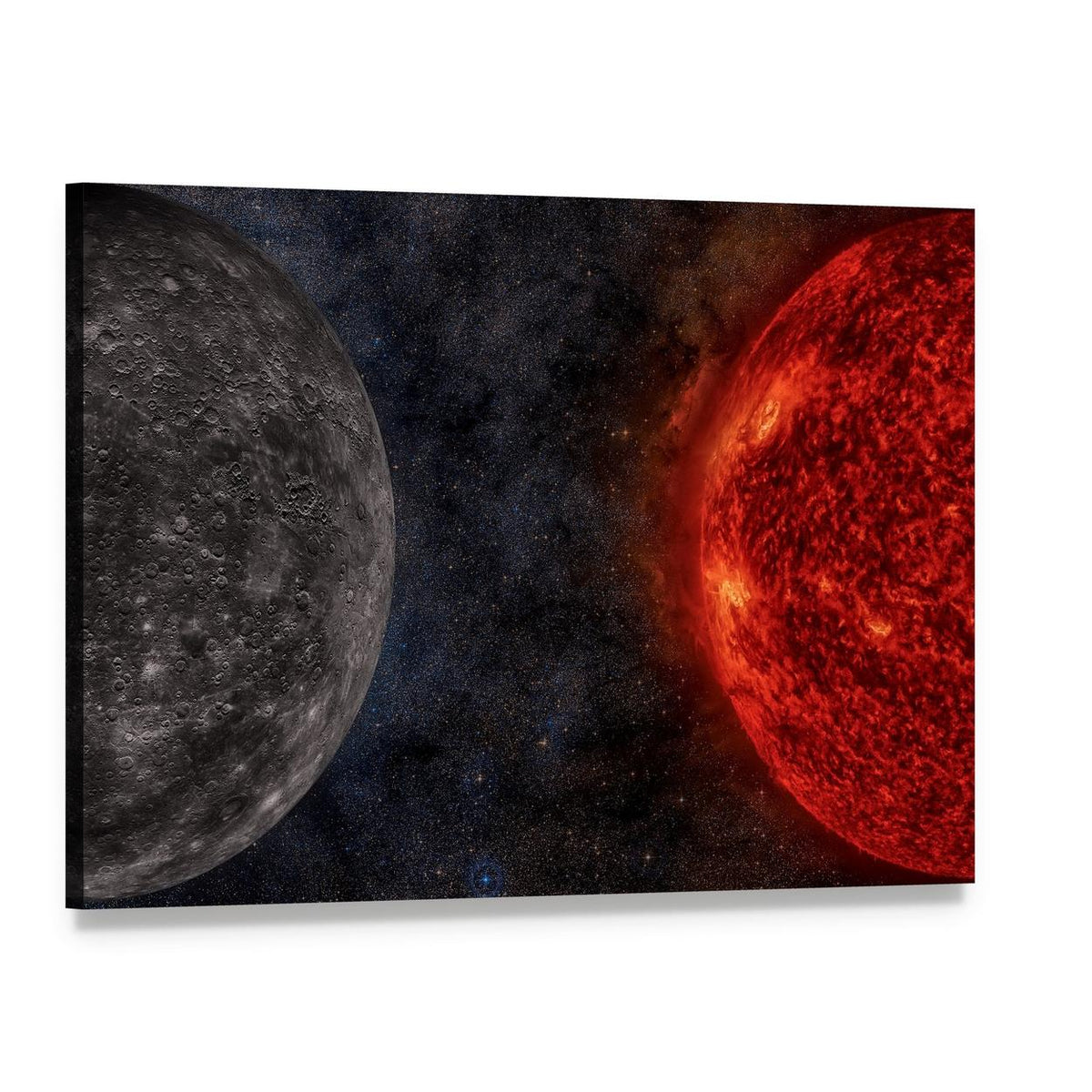 Solar System Mercury Canvas Wall Art, single panel gallery wrapped canvas, angled product view