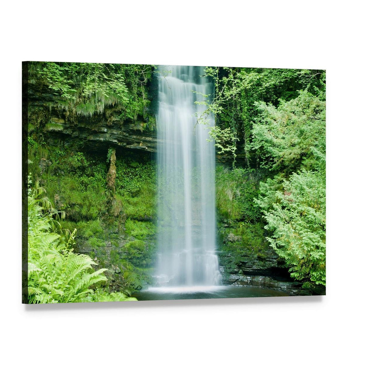 Glencar Waterfall, Ireland Canvas Wall Art, single panel gallery wrapped canvas, angled product view