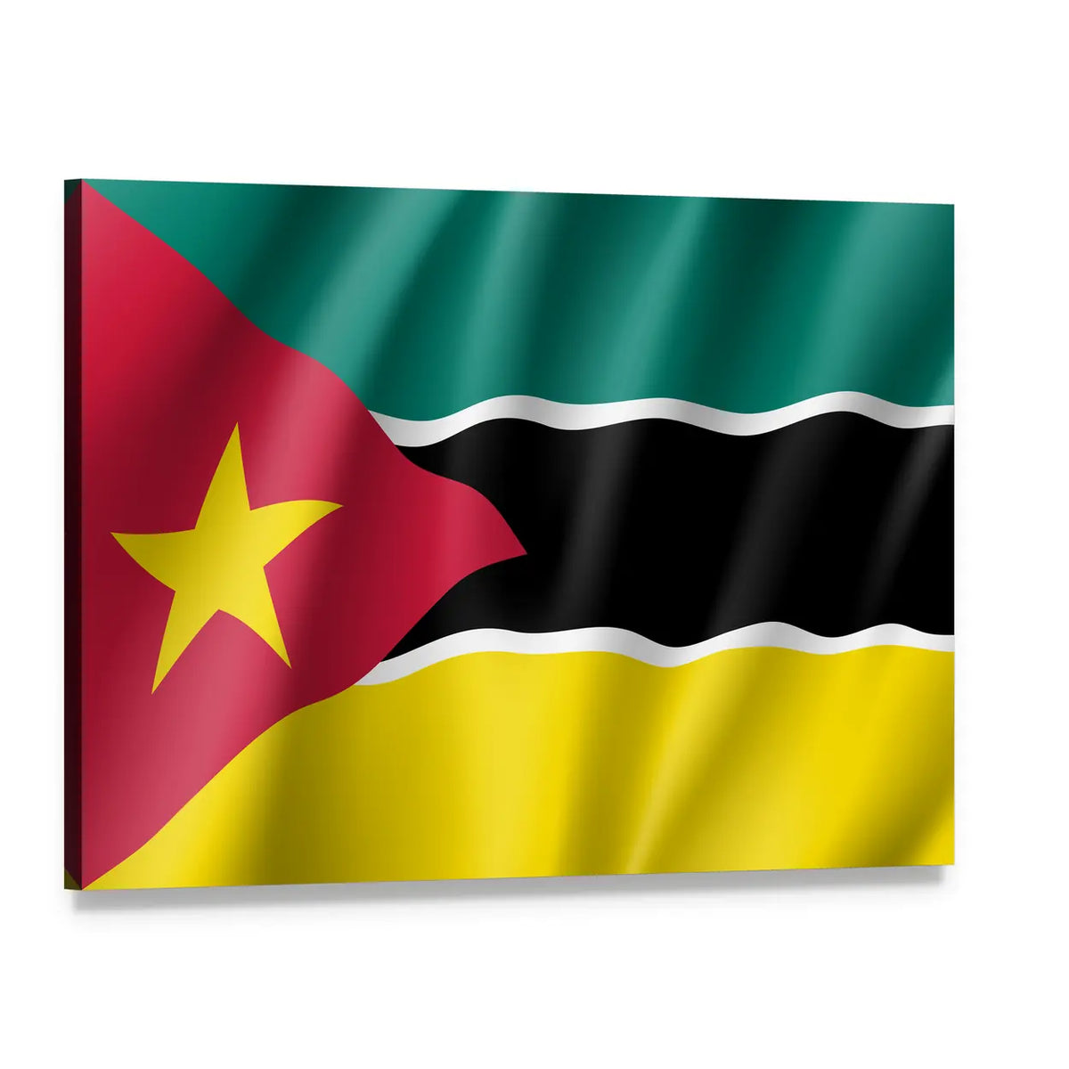 Flag of Mozambique Canvas Wall Art, single panel gallery wrapped canvas, angled product view