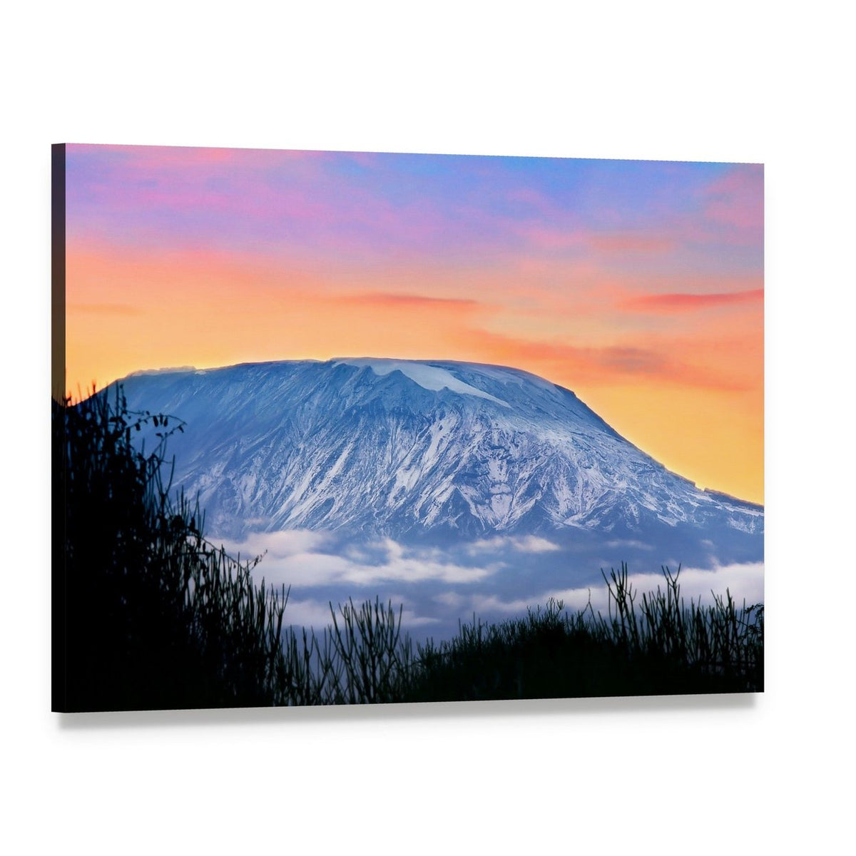 Kilimanjaro at Sunrise Canvas Wall Art, single panel gallery wrapped canvas, angled product view