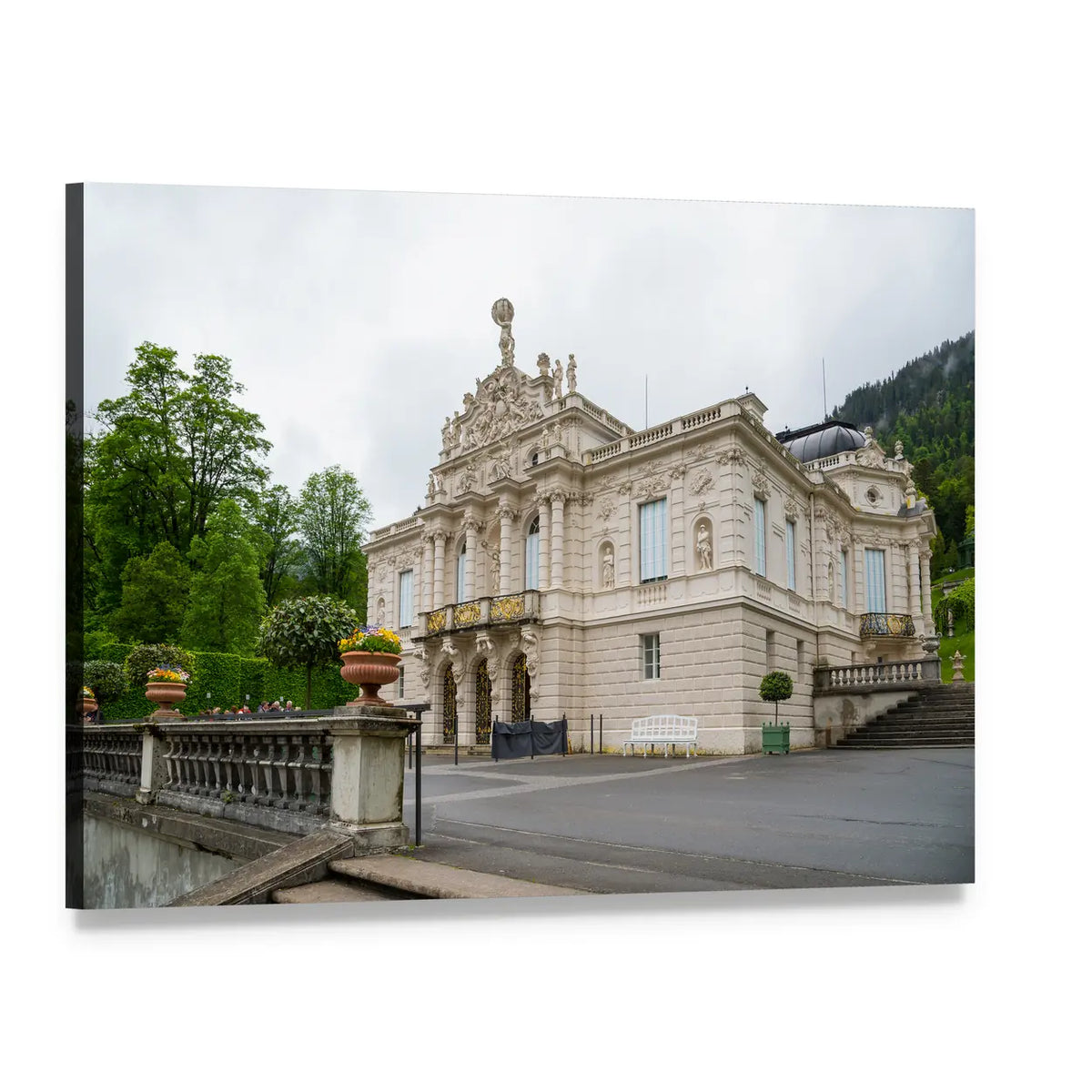 Linderhof Palace Canvas Wall Art, single panel gallery wrapped canvas, angled product view