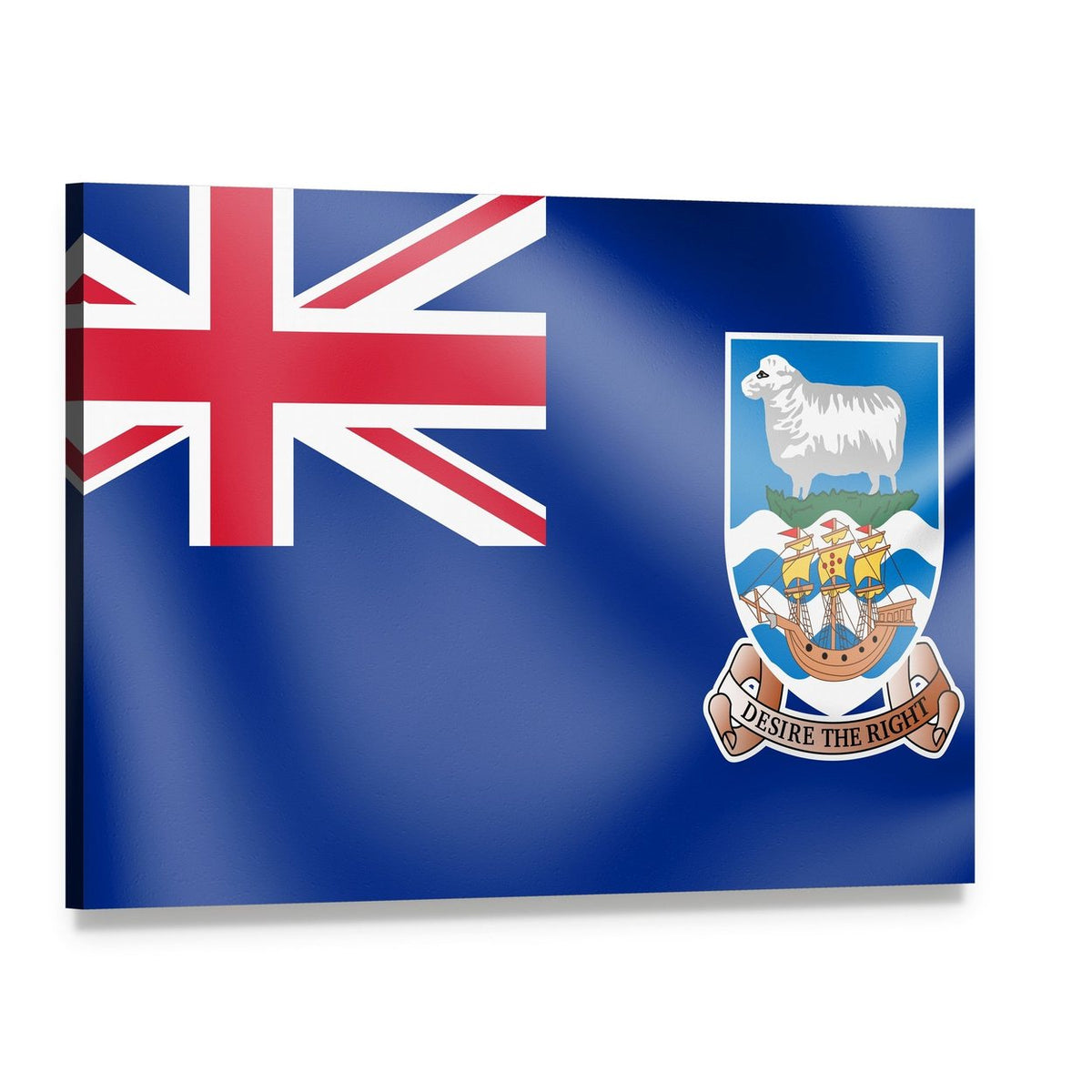 Falkland Island Flag with Coat of Arms Canvas Wall Art, single panel gallery wrapped canvas, angled product view
