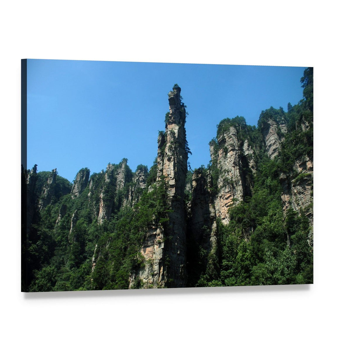 Tianzishan Mountain Under Clear Blue Sky Canvas Wall Art, single panel gallery wrapped canvas, angled product view