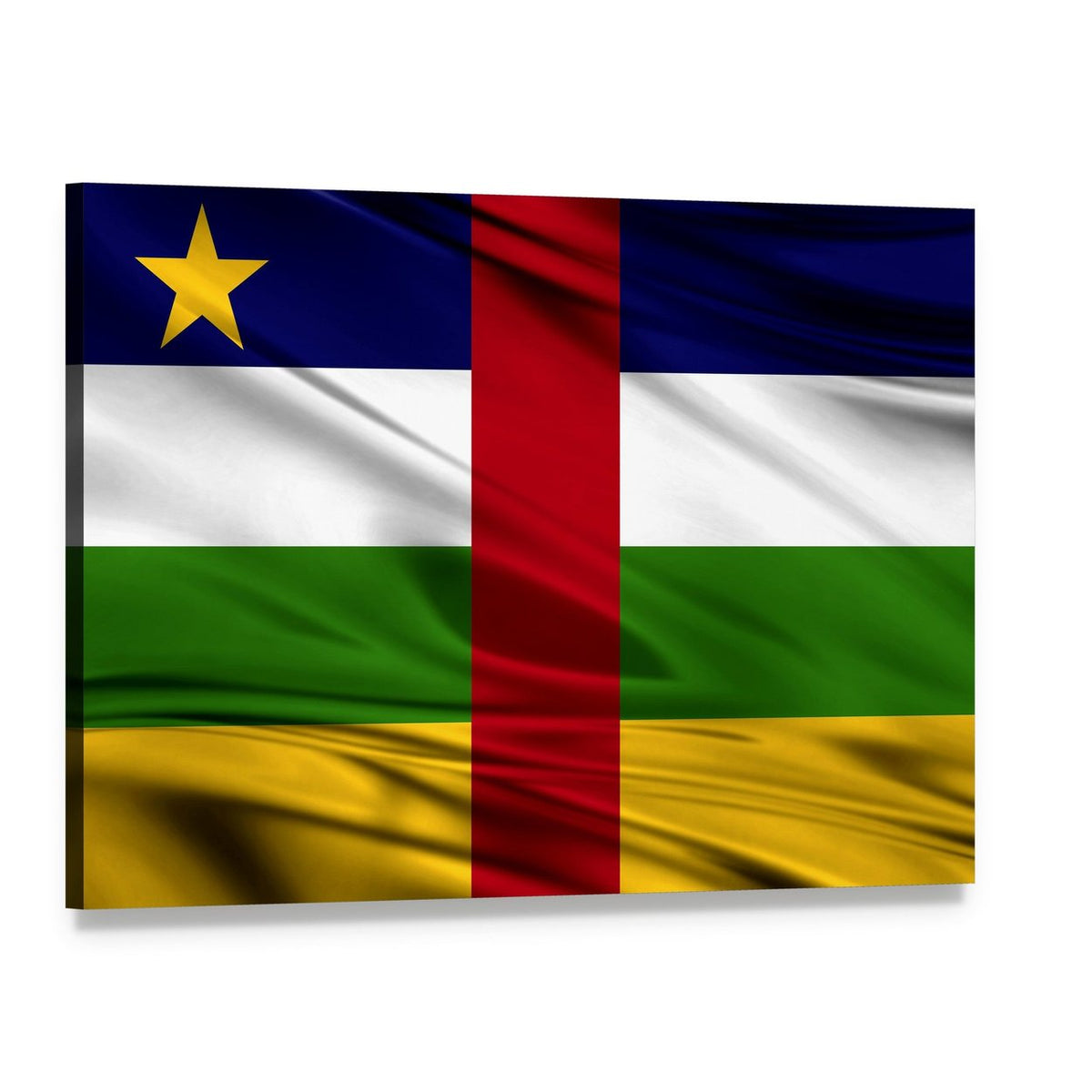 Realistic Central African Republic Flag Canvas Wall Art, single panel gallery wrapped canvas, angled product view