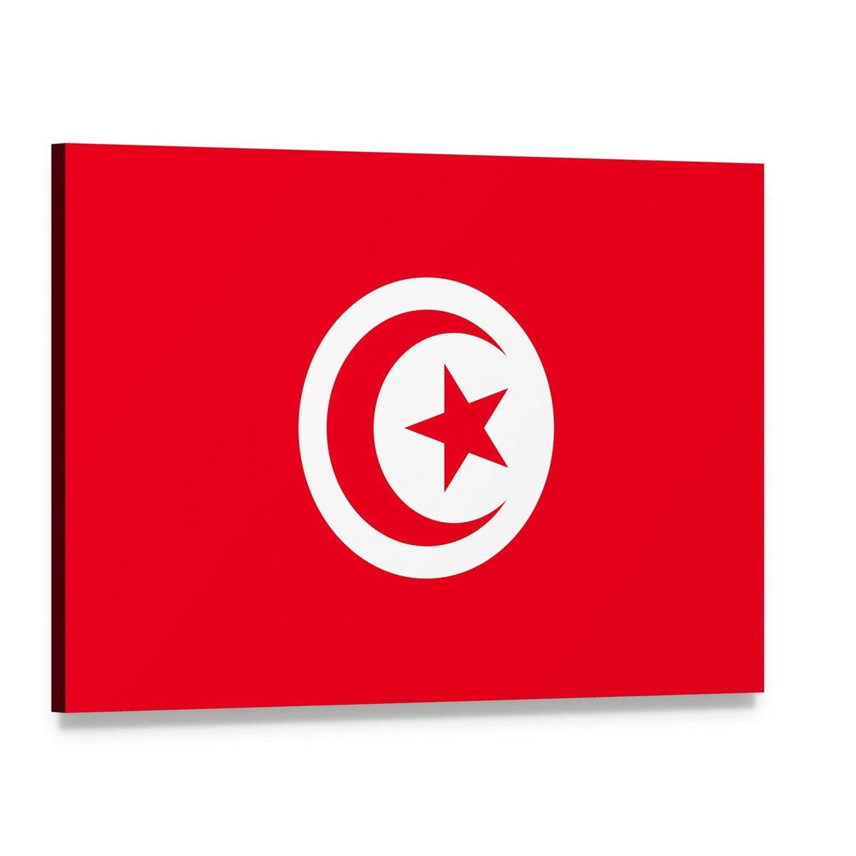 Tunisian Flag with Crescent and Star Canvas Wall Art, single panel gallery wrapped canvas, angled product view