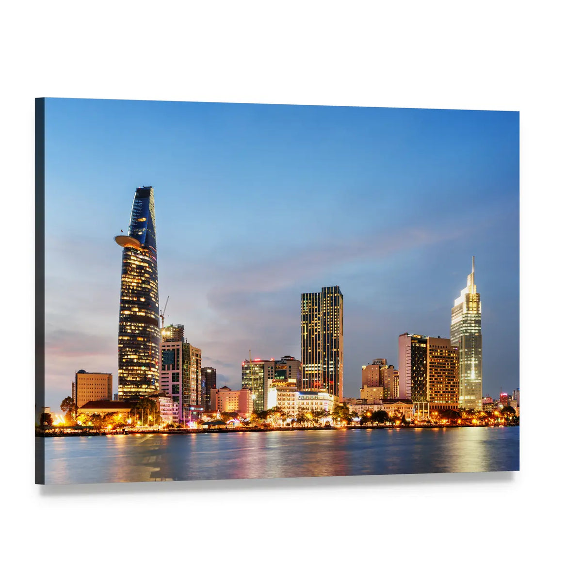 Ho Chi Minh City Skyline Canvas Wall Art, single panel gallery wrapped canvas, angled product view