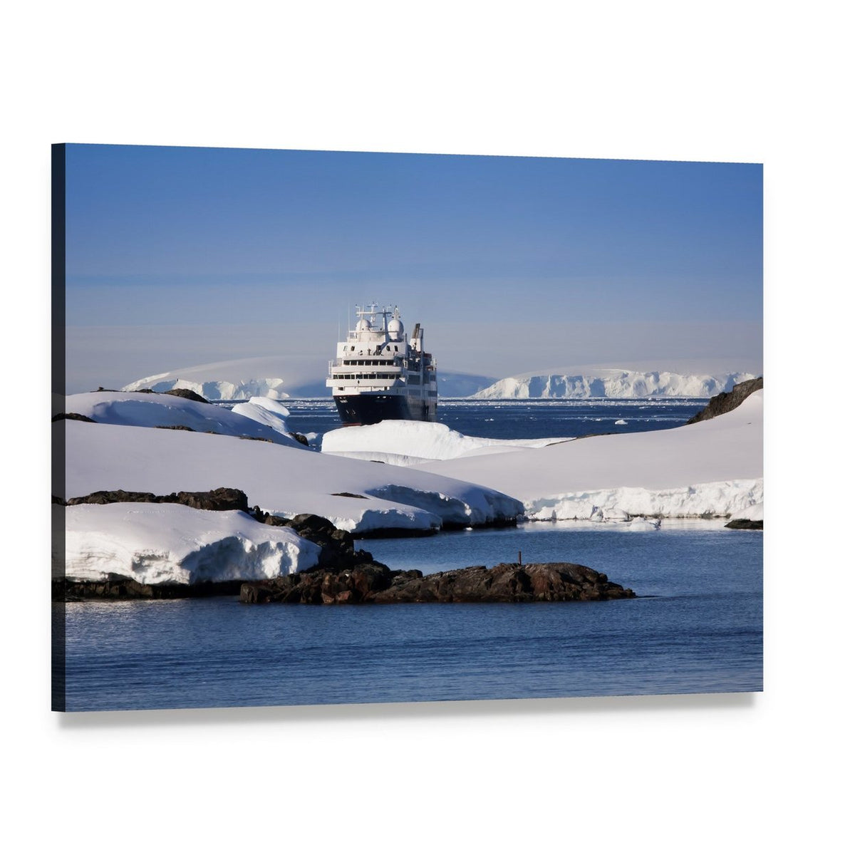 Cruise Ship in Antarctic Canvas Wall Art, single panel gallery wrapped canvas, angled product view