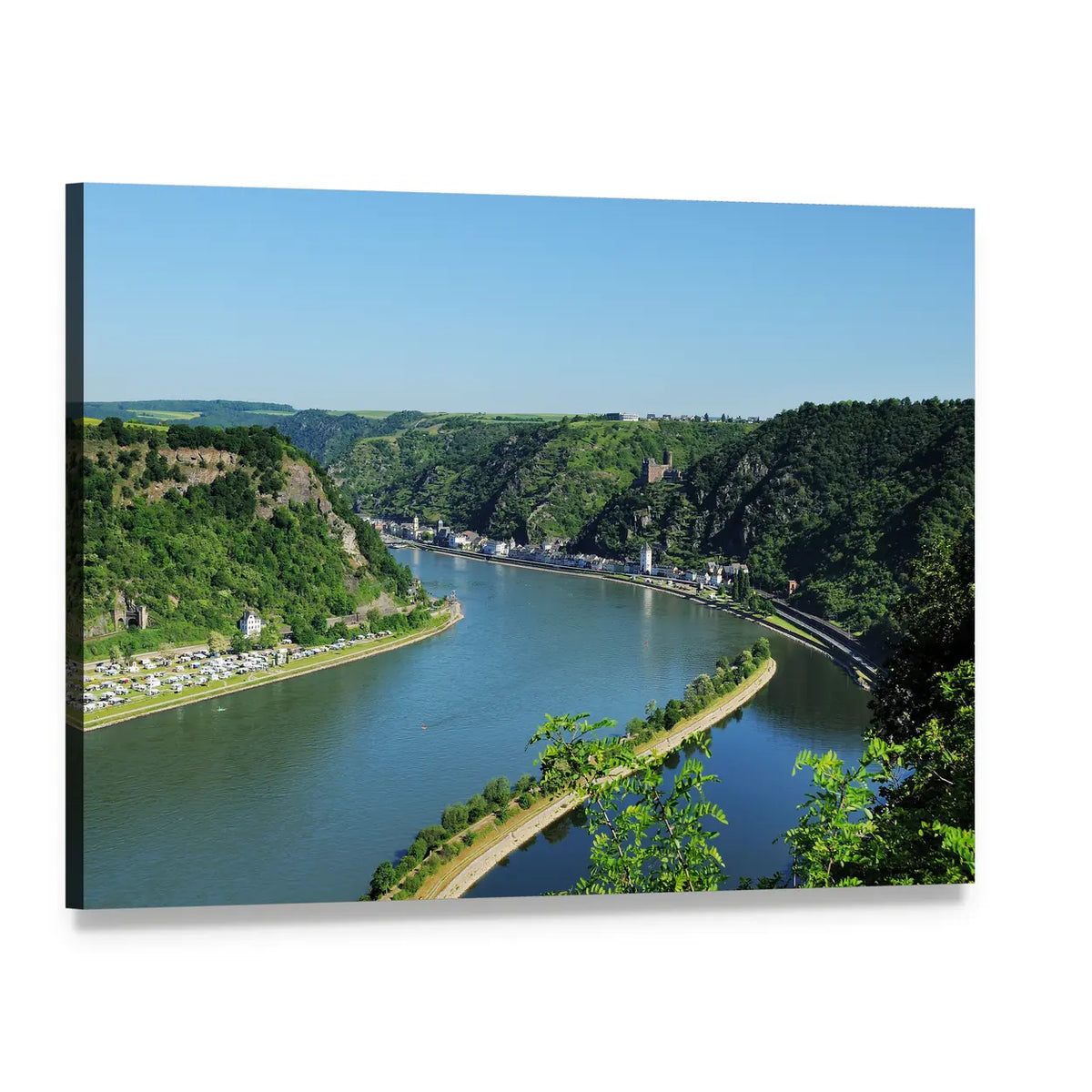 Middle Rhine Valley Landscape Canvas Wall Art, single panel gallery wrapped canvas, angled product view