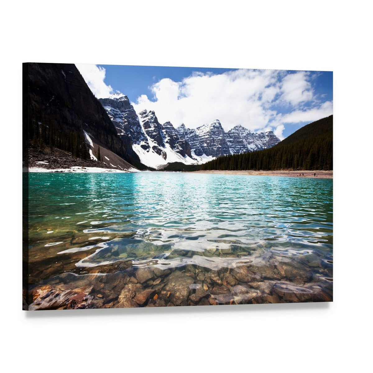 Serene Lake with Snow-capped Mountains Canvas Wall Art, single panel gallery wrapped canvas, angled product view
