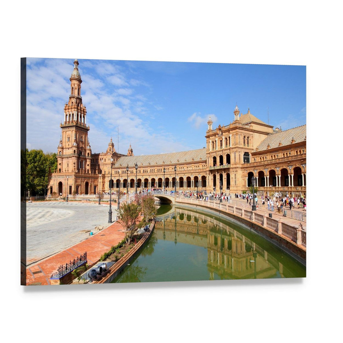 Plaza De España, Seville Architecture Canvas Wall Art, single panel gallery wrapped canvas, angled product view
