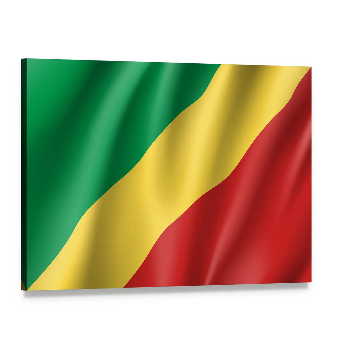 Republic of the Congo Diagonal Tricolor Flag Canvas Wall Art, single panel gallery wrapped canvas, angled product view
