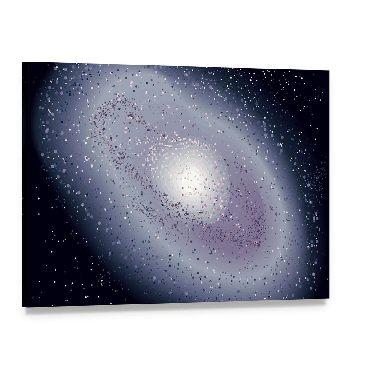 Spiral Galaxy Illustration Canvas Wall Art, single panel gallery wrapped canvas, angled product view