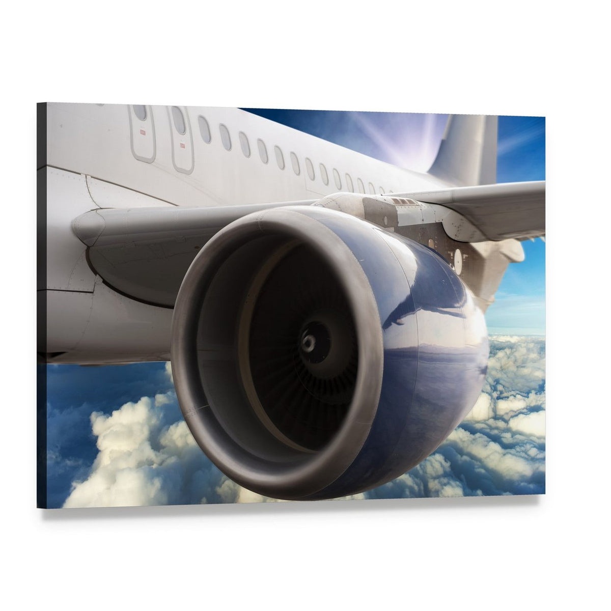 Airplane Engine Turbine Canvas Wall Art, single panel gallery wrapped canvas, angled product view