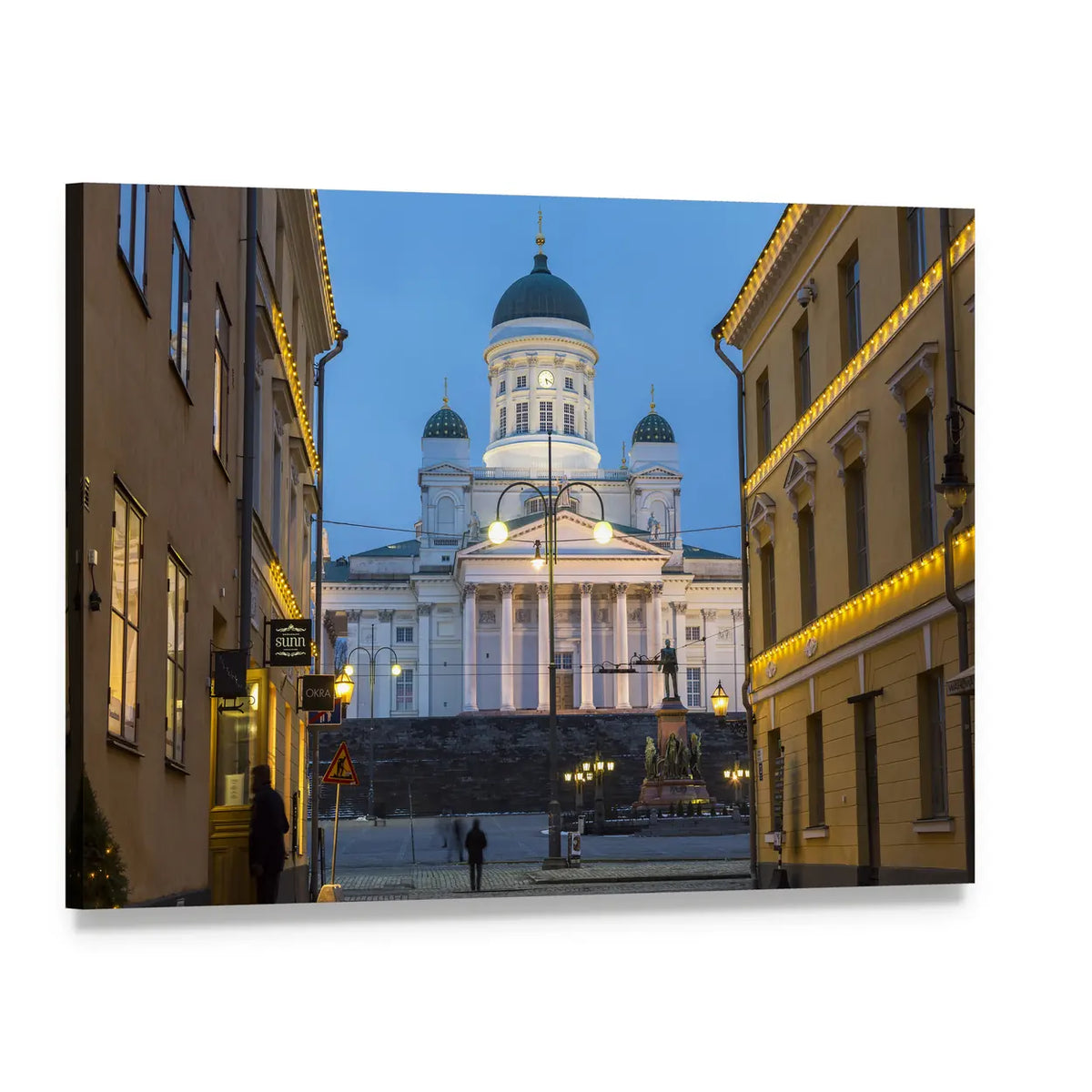 Helsinki Cathedral at Dusk Canvas Wall Art, single panel gallery wrapped canvas, angled product view