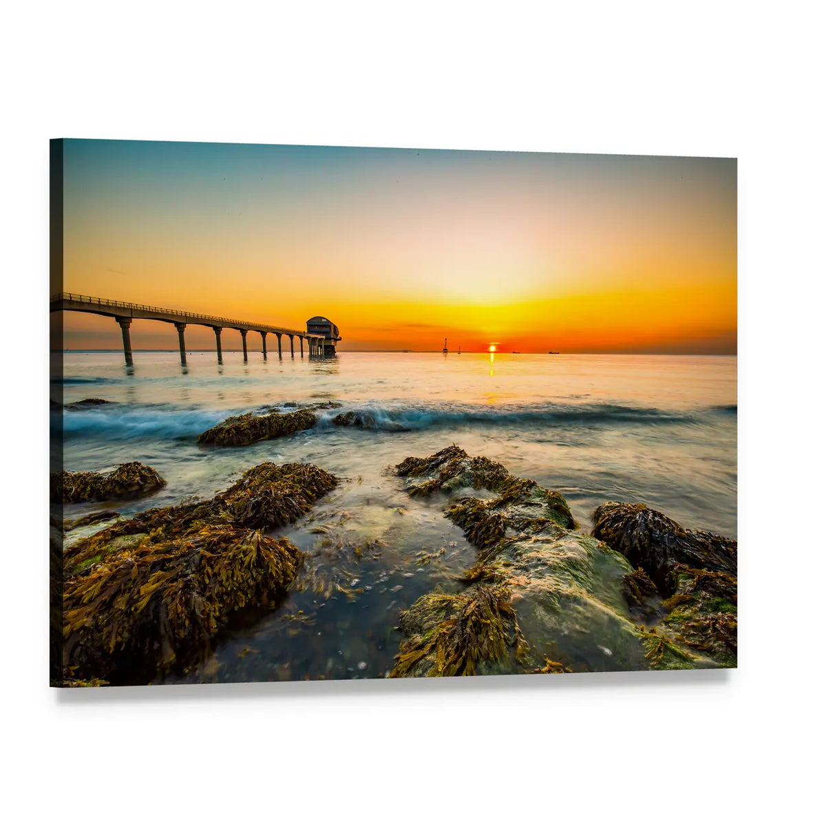 Bembridge Ledge at Sunset Canvas Wall Art, single panel gallery wrapped canvas, angled product view