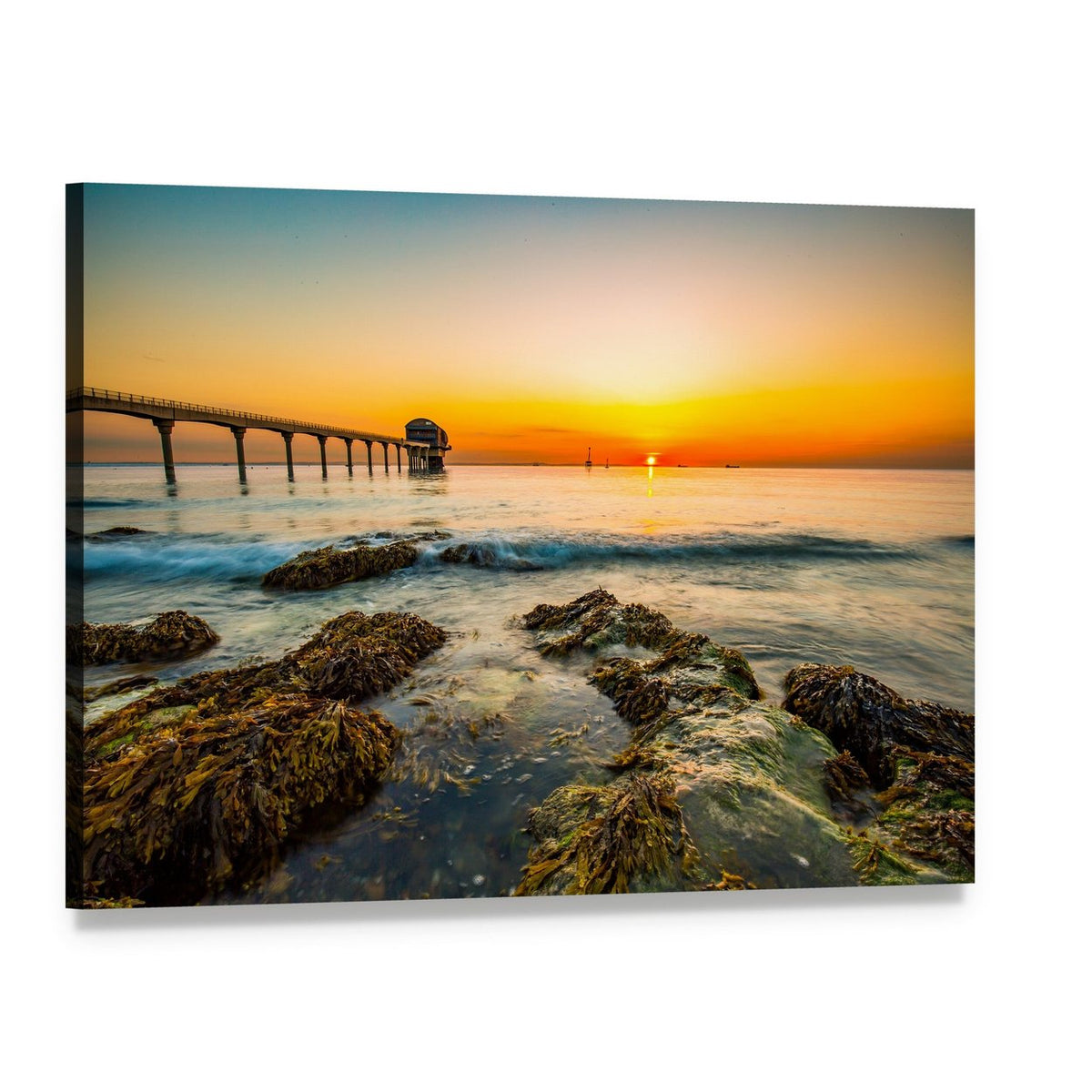Bembridge Ledge Sunset, Isle of Wight Canvas Wall Art, single panel gallery wrapped canvas, angled product view
