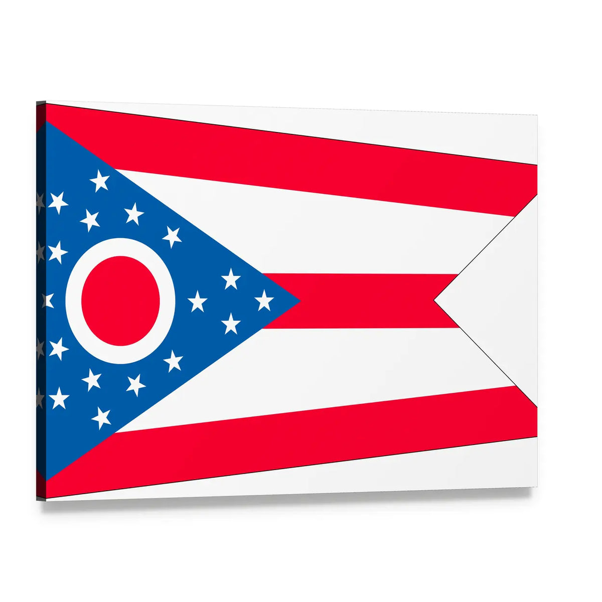 Ohio State Swallowtail Flag Canvas Wall Art, single panel gallery wrapped canvas, angled product view