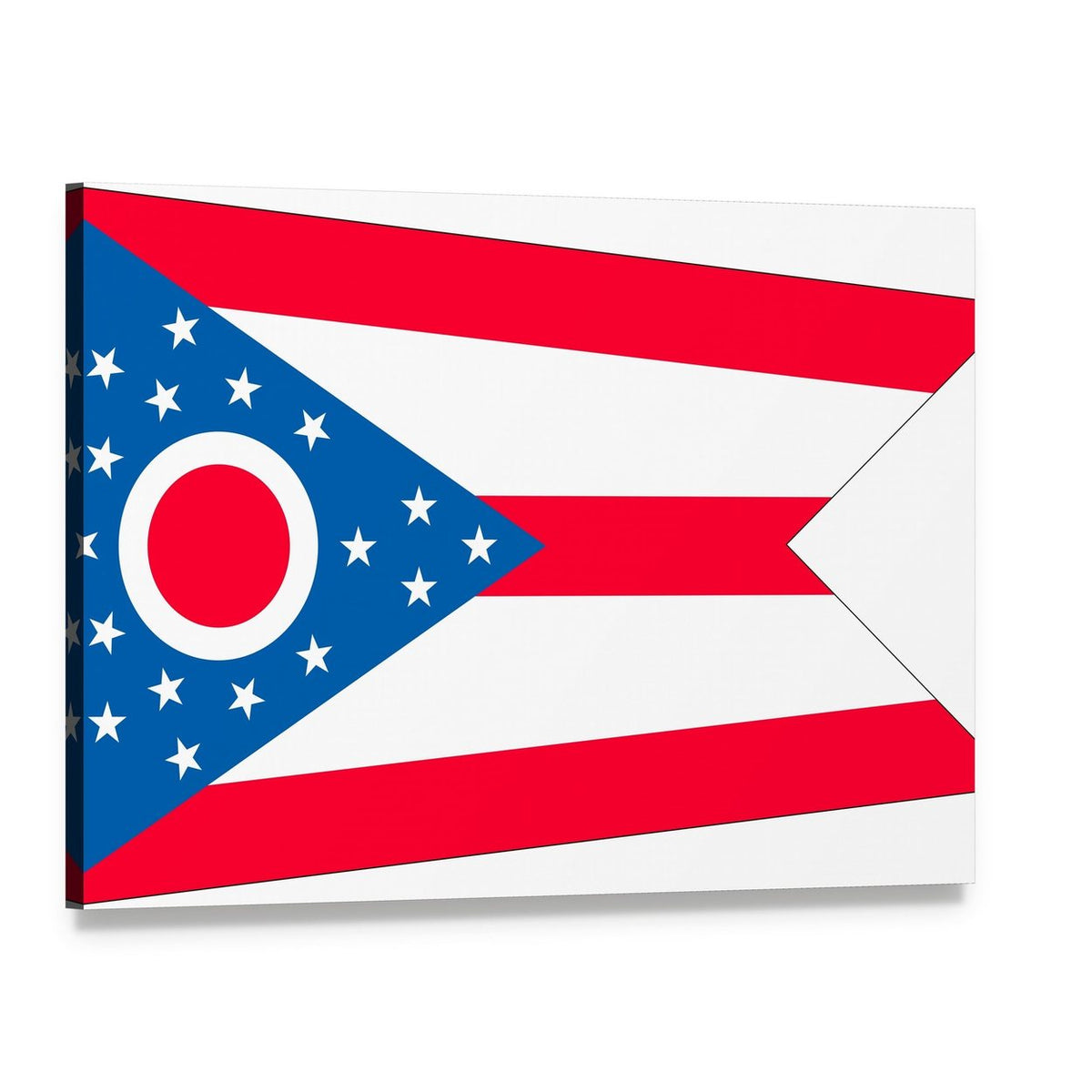 Ohio State Flag Canvas Wall Art, single panel gallery wrapped canvas, angled product view