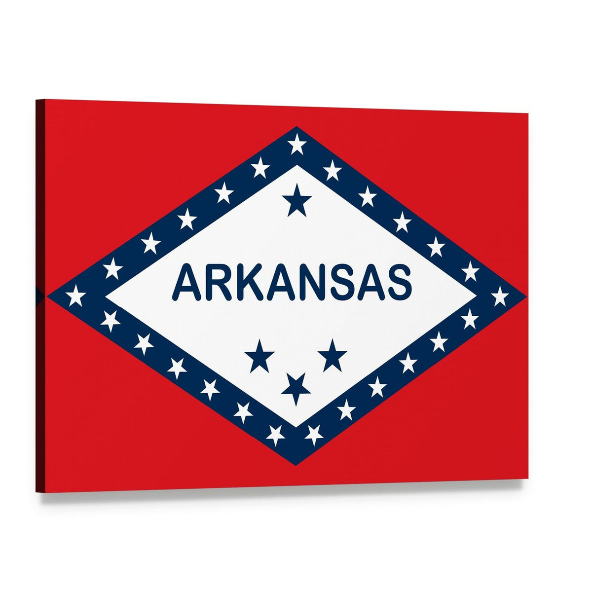 Arkansas State Flag Canvas Wall Art, single panel gallery wrapped canvas, angled product view