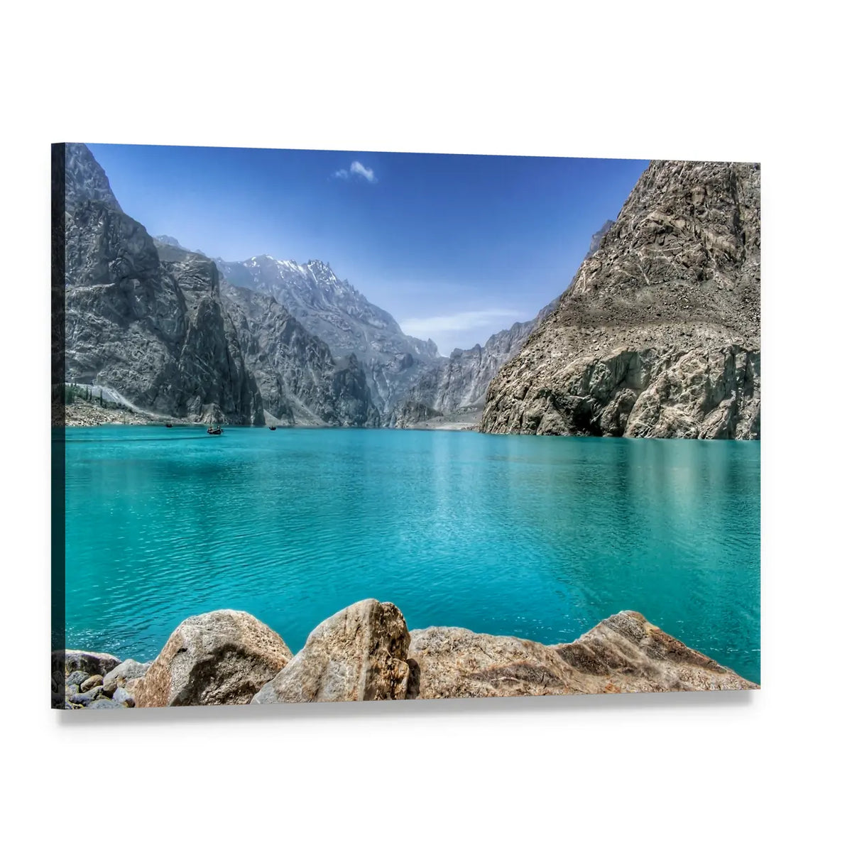 Attabad Lake, Pakistan Canvas Wall Art, single panel gallery wrapped canvas, angled product view