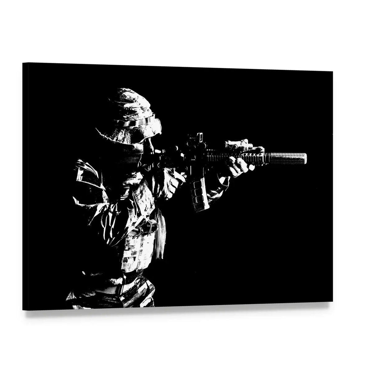 United States Special Forces Soldier Canvas Wall Art, single panel gallery wrapped canvas, angled product view