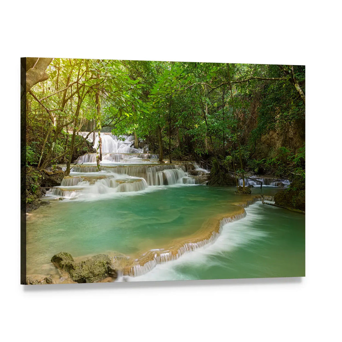 Huai Mae Kamin Tiered Waterfall Canvas Wall Art, single panel gallery wrapped canvas, angled product view