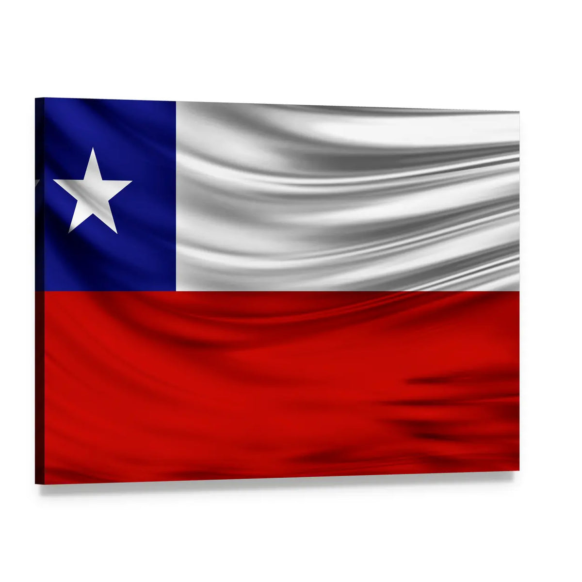Chilean Flag with White Star Canvas Wall Art, single panel gallery wrapped canvas, angled product view