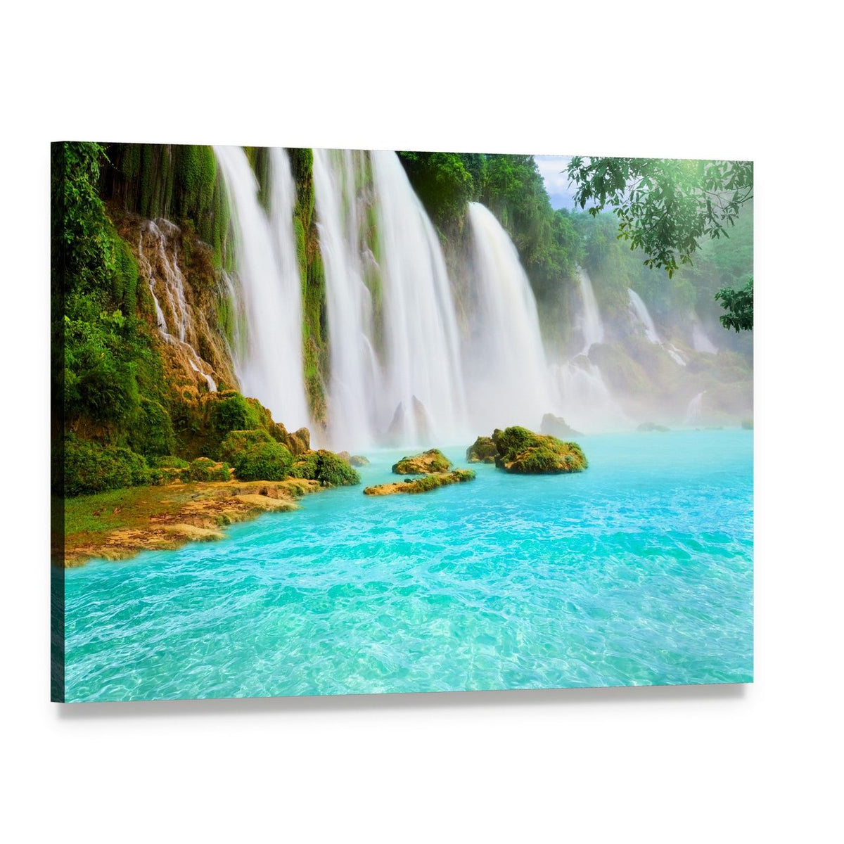 Ban Gioc Waterfall Vietnam Canvas Wall Art, single panel gallery wrapped canvas, angled product view