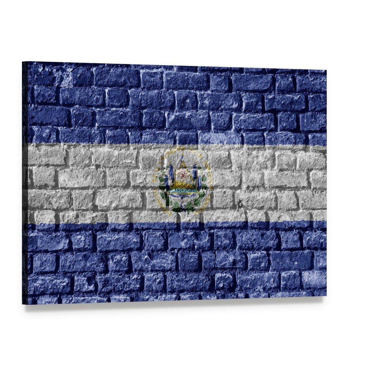 El Salvador Flag with Brick Texture Canvas Wall Art, single panel gallery wrapped canvas, angled product view