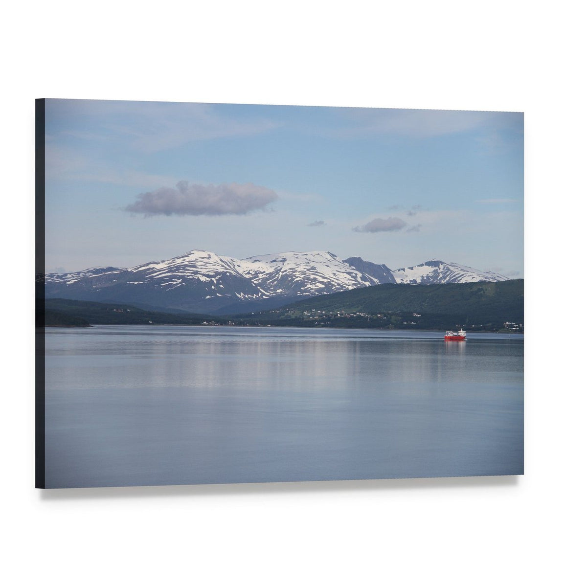 Islands of Kvaloya and Senja Canvas Wall Art, single panel gallery wrapped canvas, angled product view