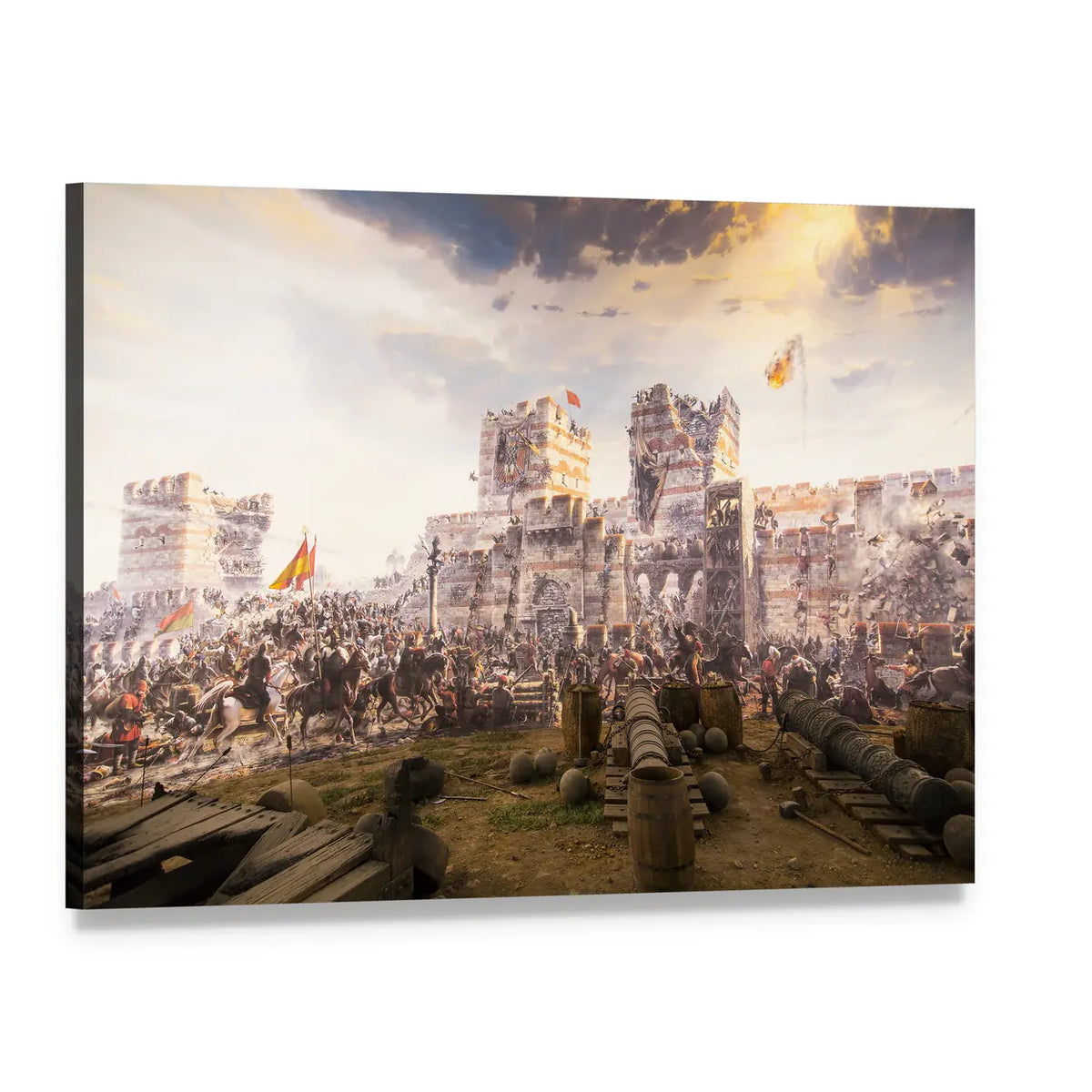 Fall of Constantinople 1453 Canvas Wall Art, single panel gallery wrapped canvas, angled product view