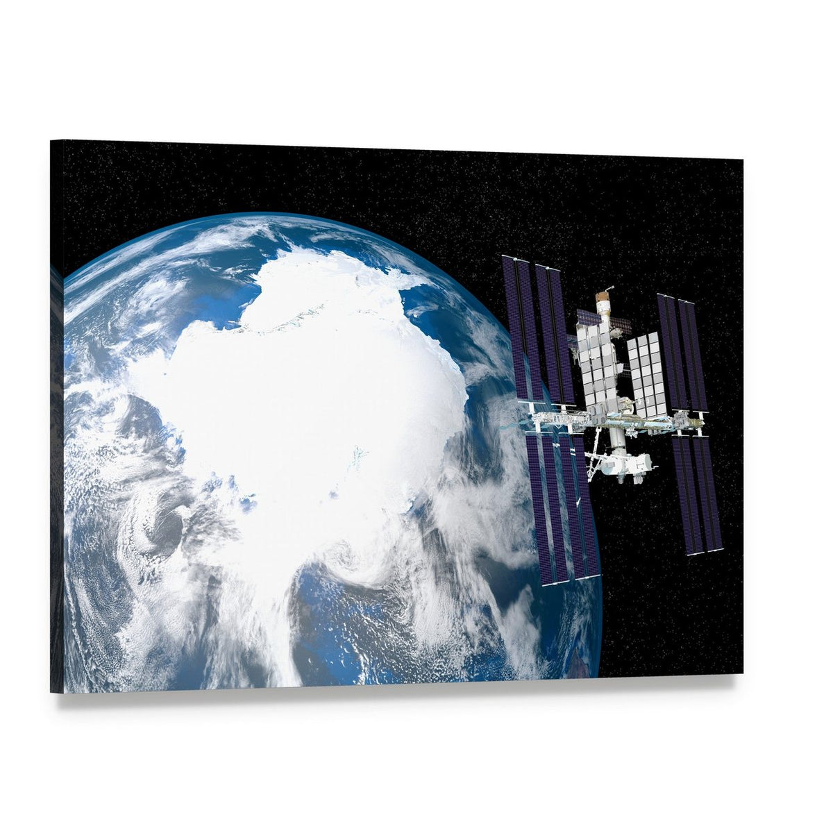 International Space Station Canvas Wall Art, single panel gallery wrapped canvas, angled product view